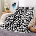 thumbnail image 3 of Halloween Blanket, Black White Checkered Plaid Pumpkin Bat Ghost Skull Halloween Throws Blankets, Spooky Webs Witch's Hat Soft Cozy Flannel Blanket for Sofa Couch Bed Decor, 50X60IN, 3 of 5