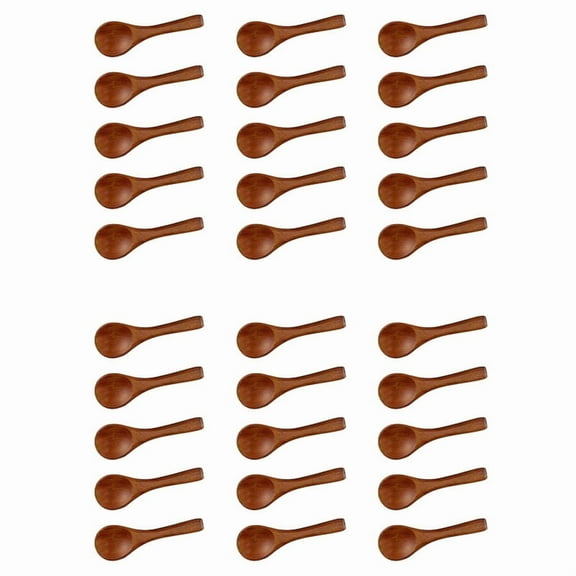 30 Pieces Small Wooden Spoons Short Handle Coffee Spoons Kitchen Cooking Serving Spoons for Ice Cream,Sugar,Honey,Etc