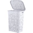 thumbnail image 3 of Superio 50L Large Lace Plastic Laundry Hamper with Lid - White Smoke (3 Pack), 3 of 5