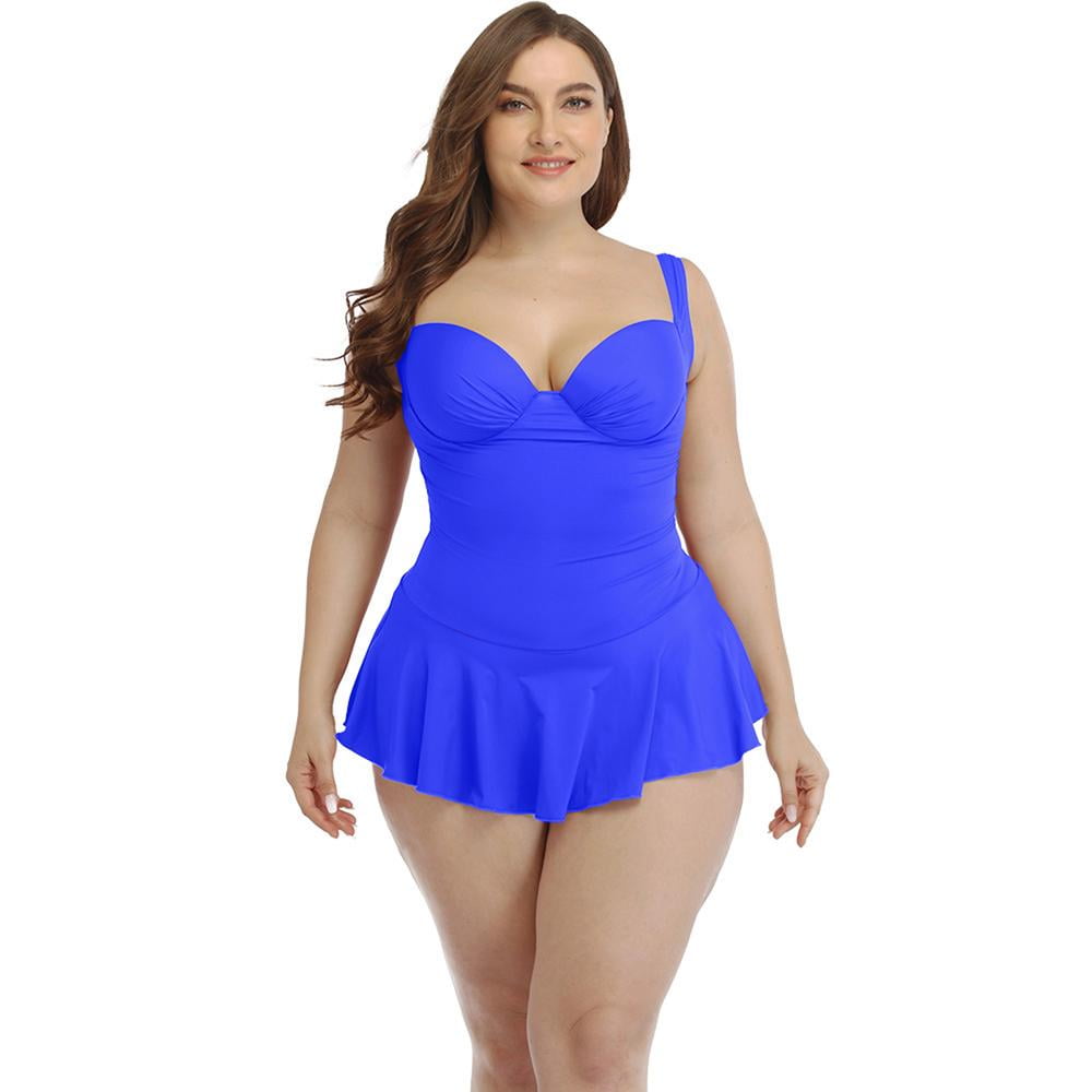 Plus Size Swimsuit for Women, Tummy Control Swimdress OnePiece