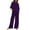 Purple, variant on Amvlyk 2 Piece Sets for Women Summer Round Neck Short Sleeve Tops Wide Leg Pants with Pockets Tracksuit Sets Casual Workout Outfits Fashion Two Piece Sets for Vacation Running Travel Outfits