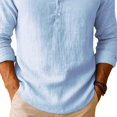 thumbnail image 5 of Men'S Cotton Linen Henley T-Shirt Button Down Long Sleeve Casual Shirts Lightweight Breathable Beach Sweatshirt, 5 of 5