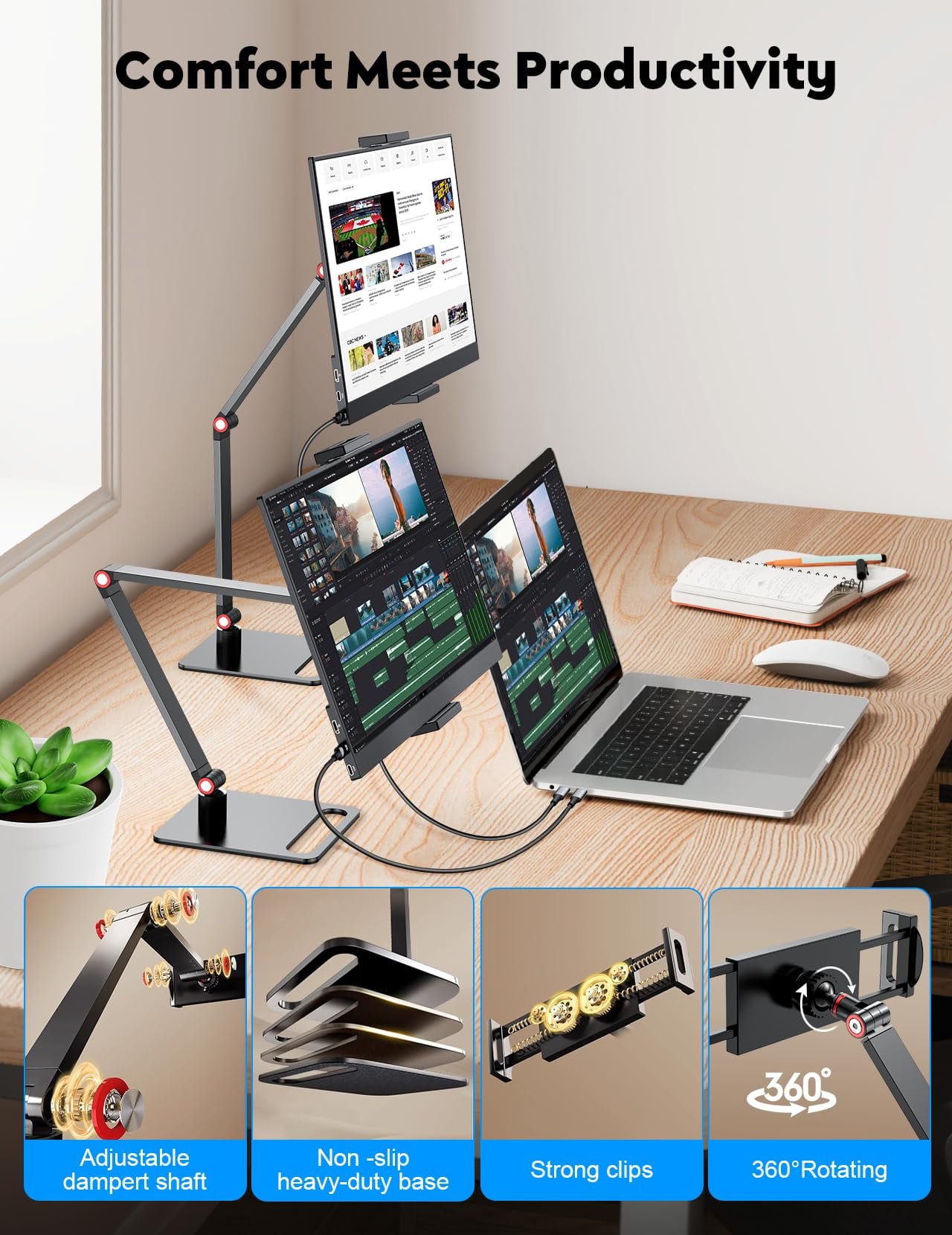 SZORZY 15.6" Portable Monitor Zero Frame, Ultra Slim 1080P FHD 100% sRGB IPS Display, Plug & Play Second Screen for Windows Mac Android Switch PS5