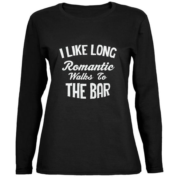 Long Romantic Walks To The Bar Black Womens Long Sleeve T-Shirt - Small