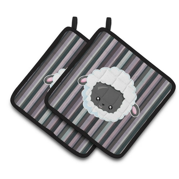 Caroline's Treasures Black Sheep Lamb Face Pair of Pot Holders