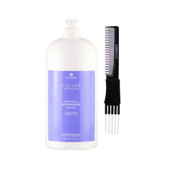 ALTERNA Caviar Restructuring Bond Repair Shampoo (67.6 oz) with SLEEKSHOP Teasing Comb Pack of 1