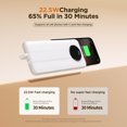 thumbnail image 3 of Aioneus 22.5W Power Bank with Built in Cables, Slim Portable Charger 10000mAh Fast Charging Battery Pack for Cell Phone, White, 3 of 8