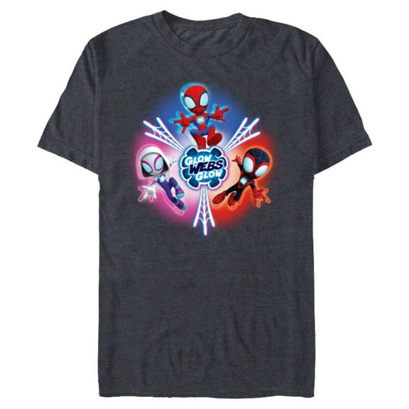 Marvel Spidey and His Amazing Friends Glow Webs Glow Icon - Short Sleeve Blended T-Shirt for Adults - Customized-Navy Heather