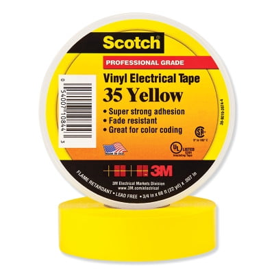 Scotch® Vinyl Electrical Color Coding Tape 35, 1/2 in X 20 Ft, Yellow