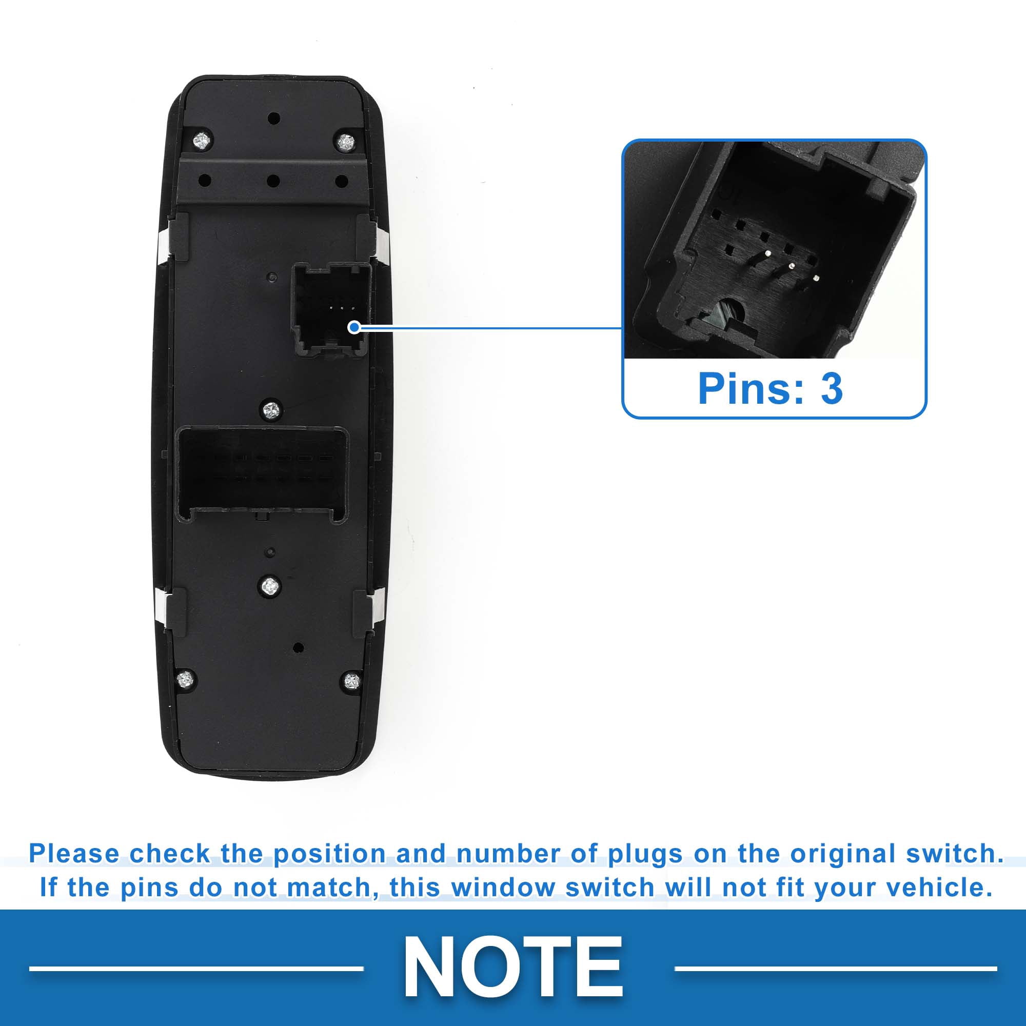 Unique Bargains Power Window Switch No.68148893AA for Ram 1500 2500 3500 2013-2018 Black
