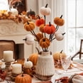 thumbnail image 7 of Lilixerw Halloween Pumpkin Pick Stem Decoration, Multi‑Head Artificial Pumpkin Spray with Orange, Brown and Cream Tone, for Vase, Centerpiece and Floral Arrangement, 13.38x7.87 inch, 7 of 7