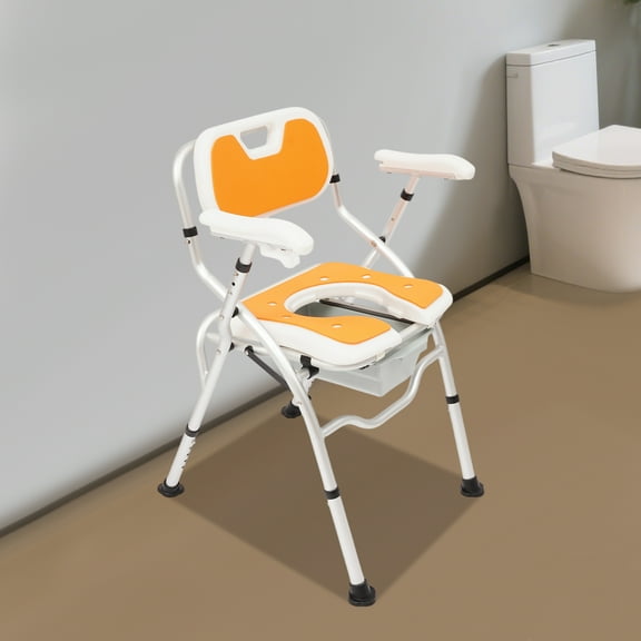 3-in-1 Bedside Commode Chair, 15.74x15.74in EVA Seat & 19.68in Backrest, Tool-Free Assembly, Anti-Slip Foot Pads, Ideal for Home Care/Seniors/Disabled/Pregnant Women