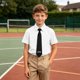 thumbnail image 5 of Odeerbi Camisa de Vestido Para Niños Con Corbata de Manga Corta Con Impresión de Carta Camisas de Uniforme Escolar, 5 of 8