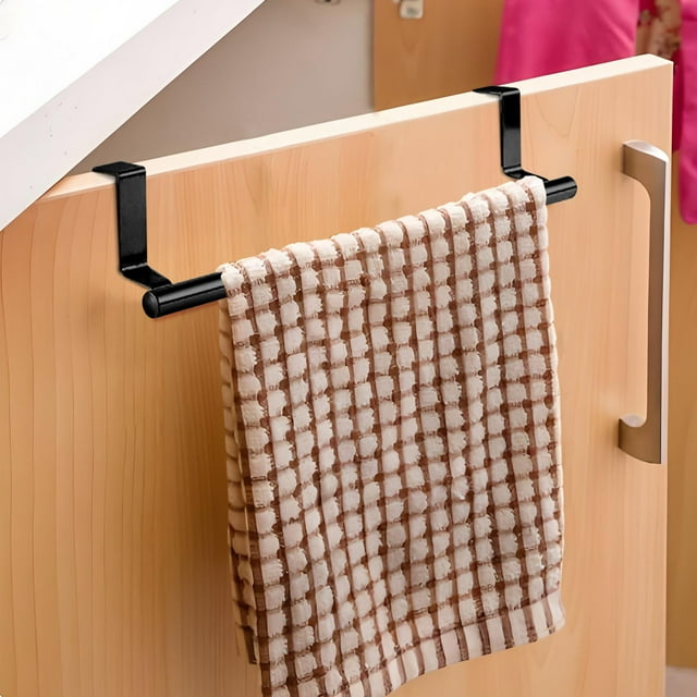 Vaidha Stainless Steel Single Pole Double-layer Towel Rack Kitchen And Bathroom Non Perforated Towel Rack Cabinet Door Back Hanging Rack
