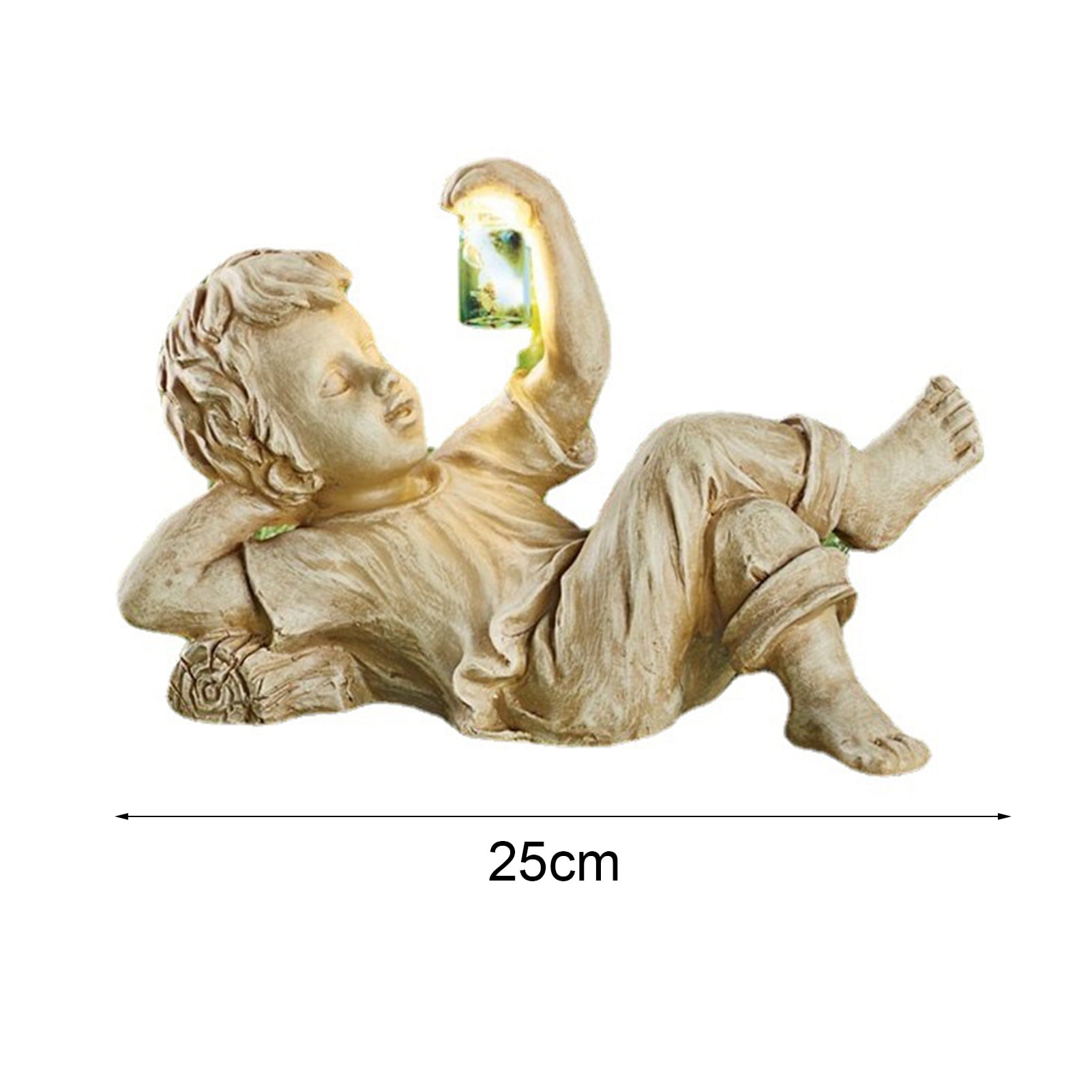 Naierhg Garden Sculpture Solar Lighted Kid Design Resin Vintage Boy Girl Statue for Patio