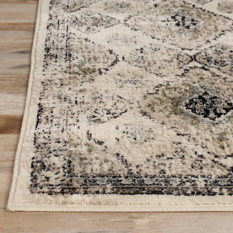 Superior Mayfair Distressed Damask Indoor Runner Rug, 2' 7" x 8', Ivory