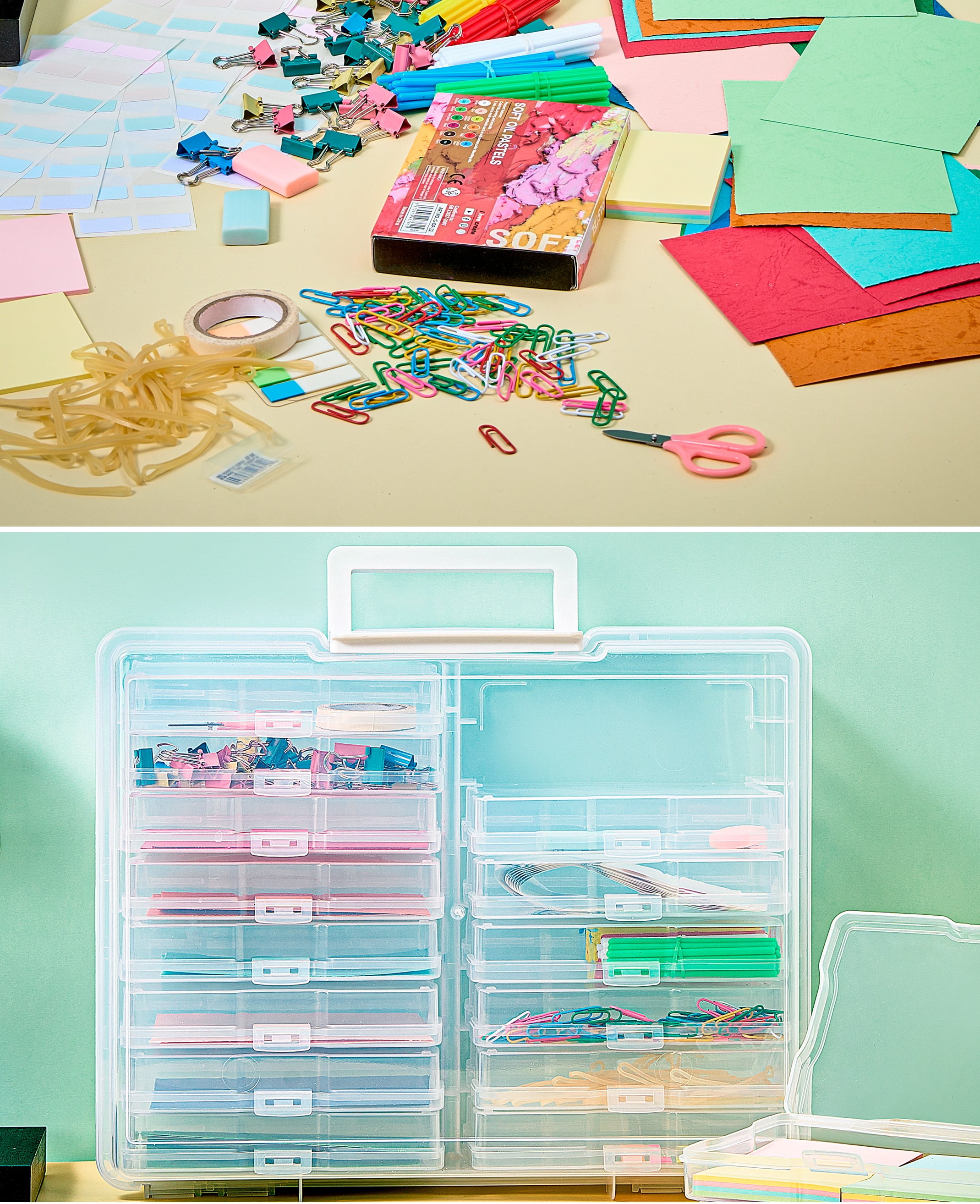 Sorbus Clear Storage Box with 16 Cases (4" x 6") – Organizer for Photos, Crafts & Small Items