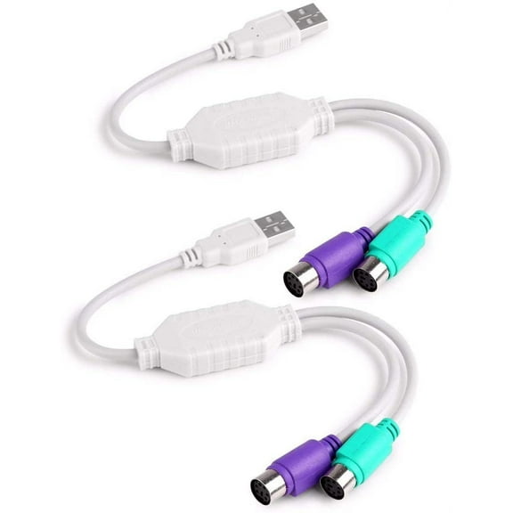 2PCS USB to PS-2 Cable Adapter 4-pin Type A Male USB to 2 x 6-pin mini-DIN PS-2 Female 7.8 Inch HU2PS2 1pcs USB To PS/2 Cable Adapter Mac For PCLaptop Computer Mouse and Keyboard PS2