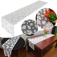 thumbnail image 2 of TIELUTT Pearl White Maple Leaf Lace Tablecloth for Buffet Table Parties Rectangle Fitted Tablecloth with Elastic Fitted 6ft Tablecloth Tablecloth Sweeper Table Cloth Kitchen Table 70 X 70 Coffee Tabl, 2 of 8