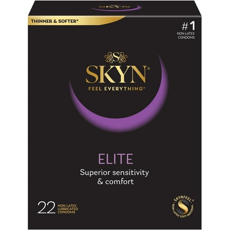 SKYN Elite Lubricated Non-Latex Condoms, 22 Count