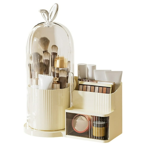 Organizador de Brochas de Maquillaje con Rotación de 360° y Cajón para Sala de Estar. B