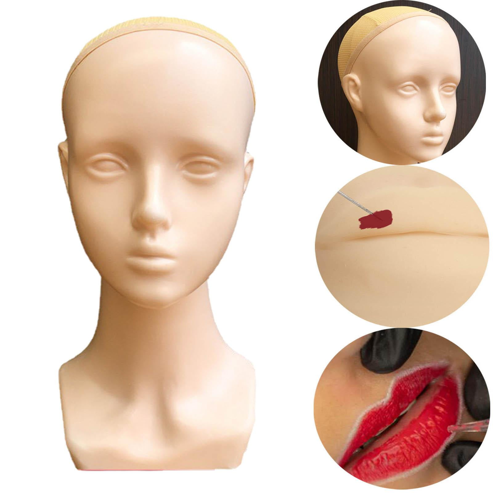 Bald Head Making Hat Display Cosmetology Manikin Head Bust Long Neck Necklace Earrings Head Model Female Dolls Head Stand