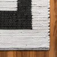 Unique Loom Chindi Jute Collection Area Rug (2' 7" x 10' Runner White and Black/Black)
