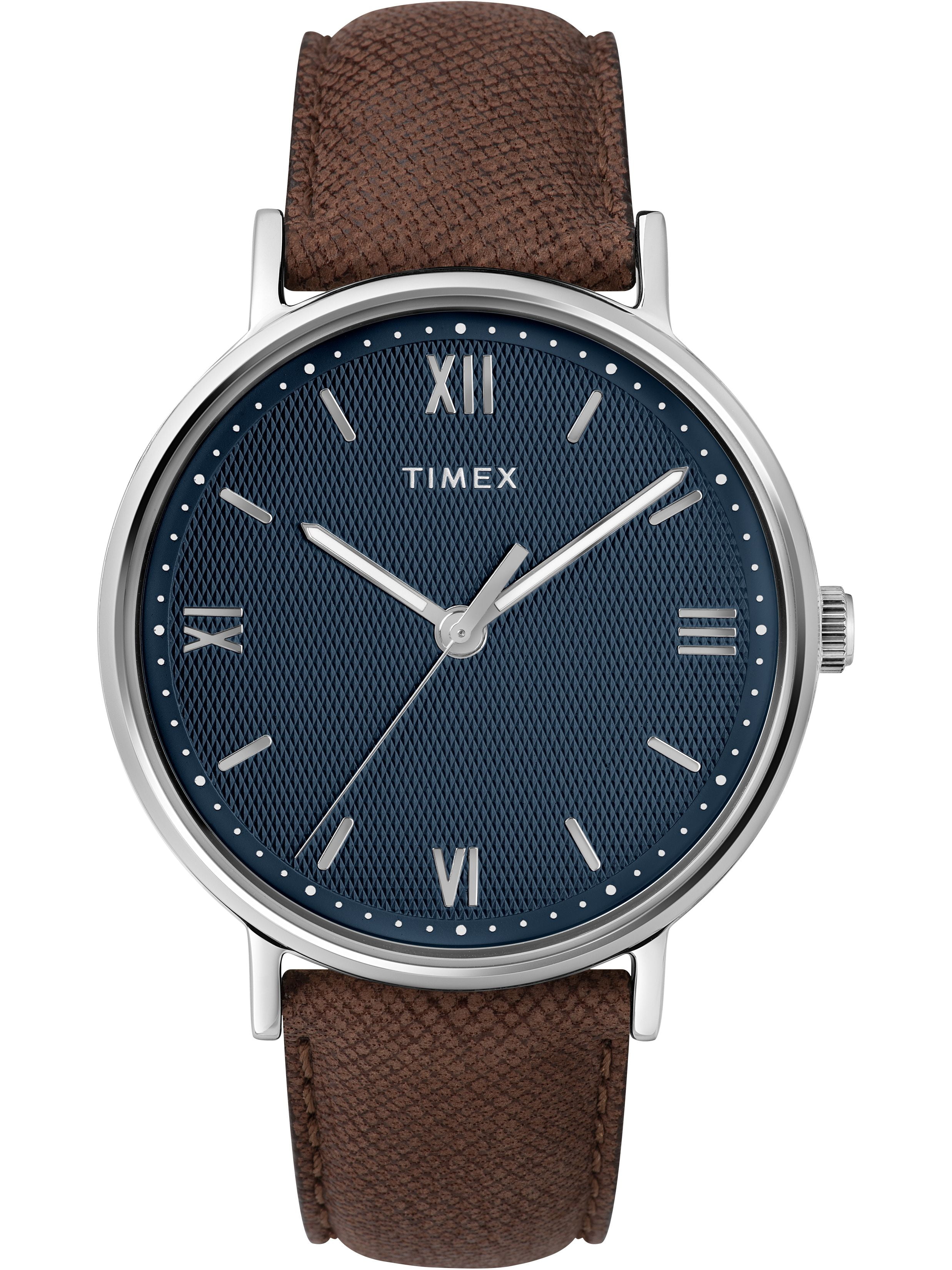 Timex - Timex Men's Southview 41mm Brown/Blue Leather Strap Watch