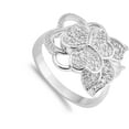 thumbnail image 4 of Clear CZ Heart Filigree Leaf Flower Ring 925 Sterling Silver Band White Jewelry Female Size 6, 4 of 4