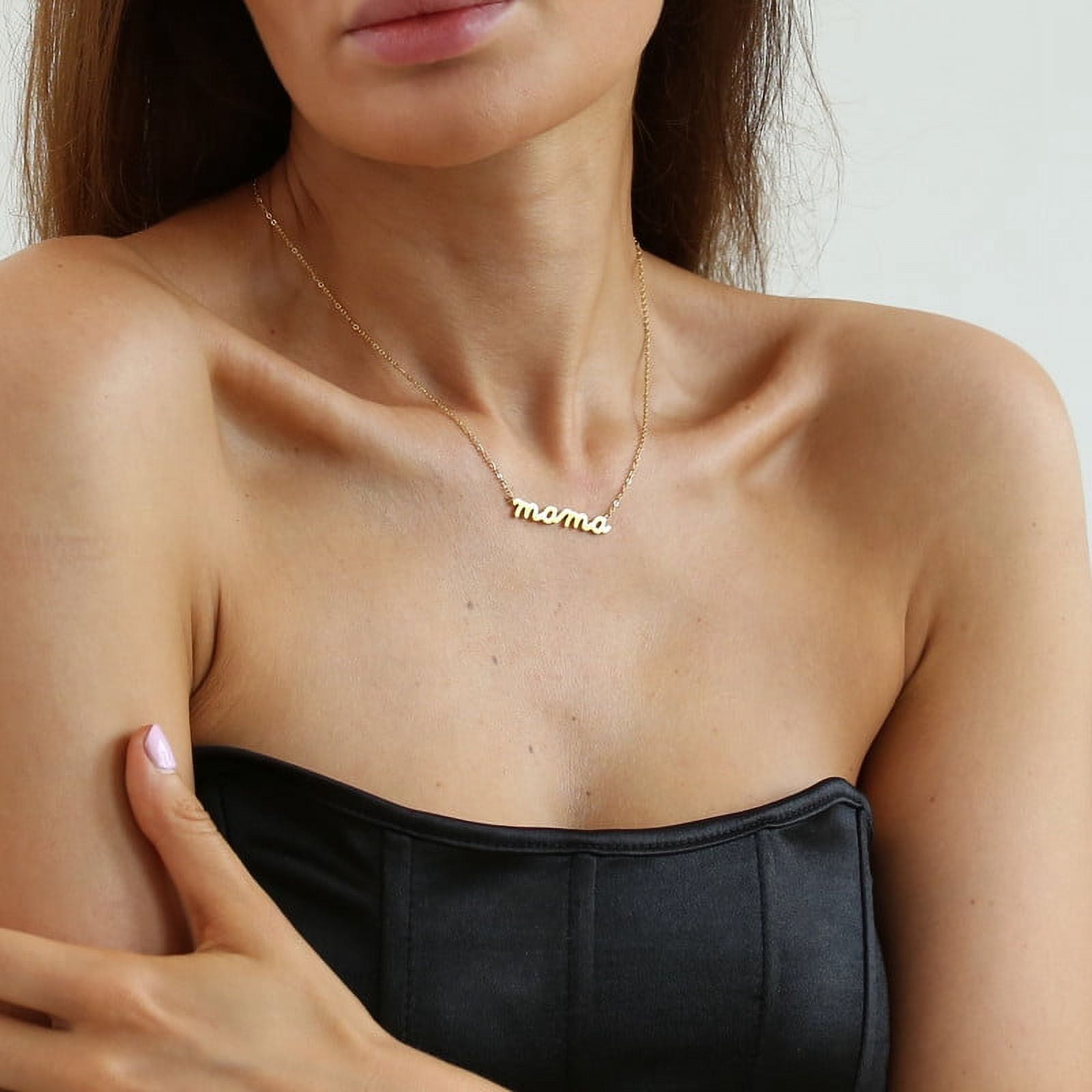 Kyazeo 18K Gold Plated Letter Mama Pendant Necklaces Stainless