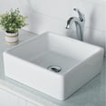 thumbnail image 3 of KRAUS Elavo™ 15-inch Square White Porcelain Ceramic Bathroom Vessel Sink and Arlo™ Faucet Combo Set with Pop-Up Drain, Chrome Finish, 3 of 7