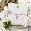 thumbnail image 2 of Embroidered Make Heaven Crowded Christian Crewneck Sweatshirt, Coquette Bow Faith Jesus Hoodie, Religious T-Shirt, Christian Apparel, 2 of 5