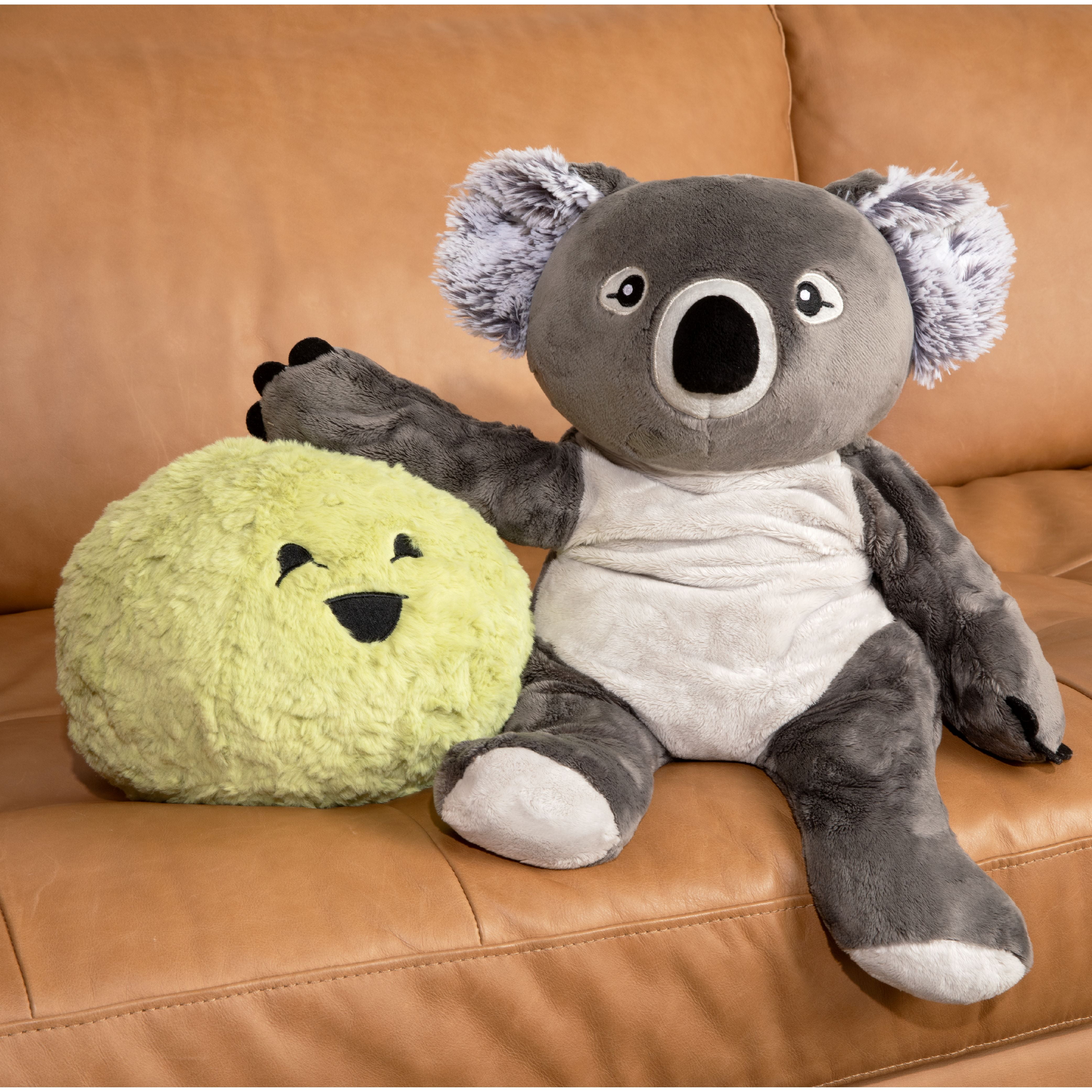 The Hug Ball from Hugimals - 3 lb Weighted Ball for Sensory Play - Green Plush with Fun “Oh yeah!/Oh no!” faces for Emotional Regulation, Social Emotional Learning, Comfort, Education Ages 2+