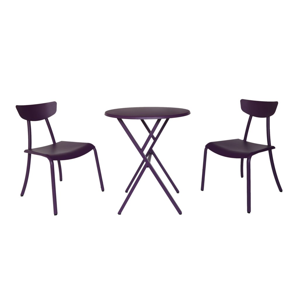 3-Piece Matte Purple Contemporary Outdoor Furniture Patio Bistro Set - Walmart.com - Walmart.com