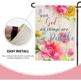 thumbnail image 3 of With God All Things Are Possible spring Summer Floral Welcome Garden Flag Double Sided 12x18 Inch, Sunflower crucifixion Banner for Outdoor Outside Patio Farmhouse Lawn Yard Decoration, 3 of 6
