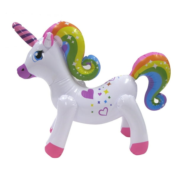 TreasureGurus - Inflatable Rainbow Unicorn Blow Up Swimming Pool Float Water Swim Toy Animal