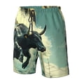 thumbnail image 4 of Pofeuu Bull Charging Through Waves Prin Men's Swim Trunks Quick Dry Bathing Suit Swimming Board Shorts Mesh Lining Beach Swimwear-Small, 4 of 6