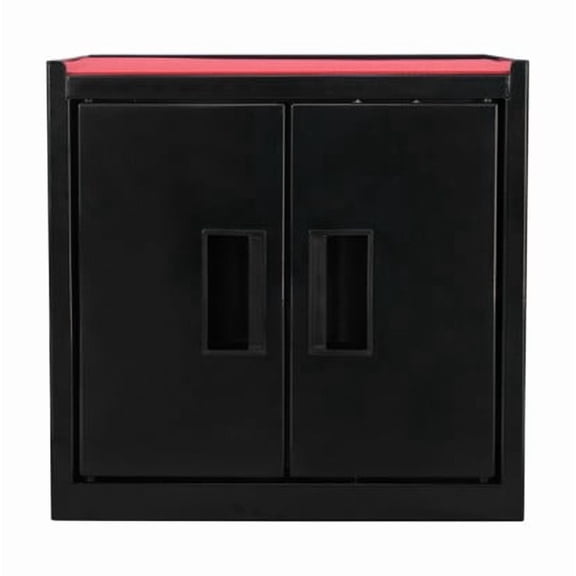 Hyper Tough Mini Tool Cabinet, 11.6 in, Steel, Black, Double Doors, Non-Slip Top Mat