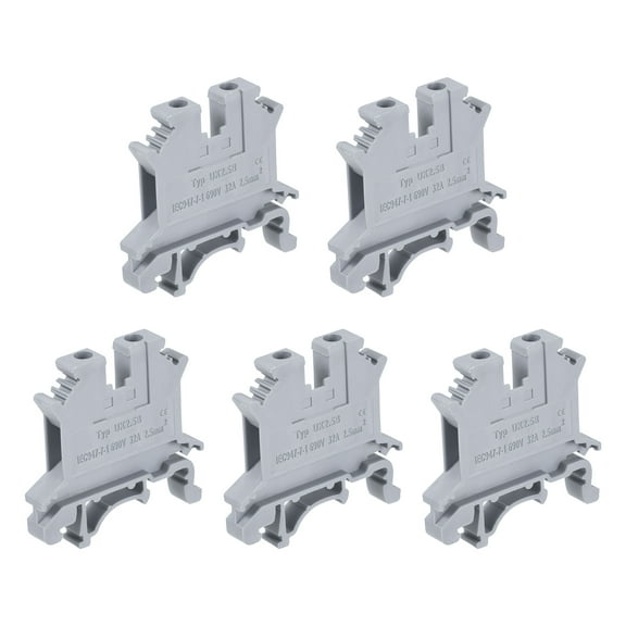 DIN Rail Mount Terminal Blocks Screw Type Clamp Grey UK2.5B Pack of 20