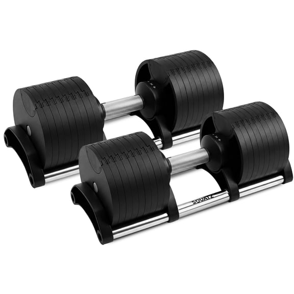 SQUATZ Adjustable Dumbbell with 9-in-1 Weight Options, Versatile Strength Training Fitness Equipment with Anti-Slip Metal Handle for Home Workouts