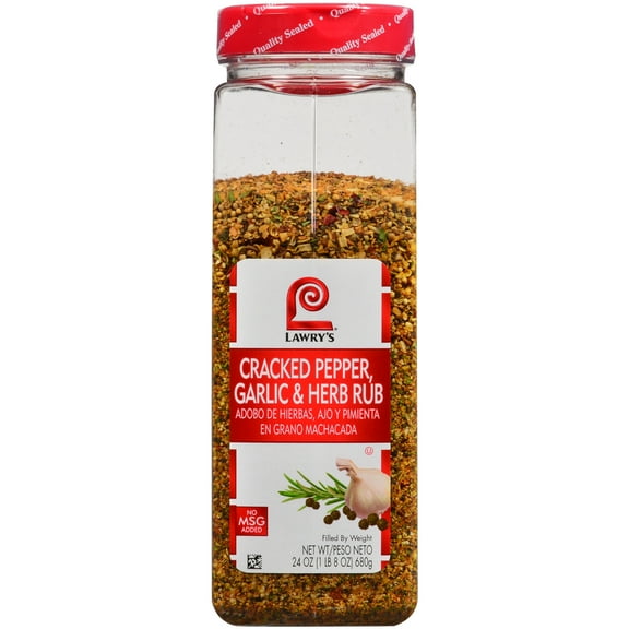 Lawry's Kosher Cracked Pepper, Garlic & Herb Rub, 24.0 oz Bottle