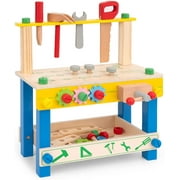 Robud Tool Bench Set Wooden Workbench Pretend Play Construction 30 Piece Toy Kit for Girls Boys Toddlers