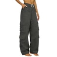 thumbnail image 5 of JUSLIO Cargo Pants for Women High Waist Wide Leg Cargo Pants Multi-Pocket Casual Trousers,Gray,XXL, 5 of 9