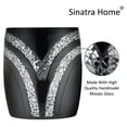 thumbnail image 4 of 2pc Sinatra Black Modern Bath Accessories Set Waste Basket & Tissue Box Modern Decorative Beautiful Designs Bathroom Decor Set for Home Luxury Bath Set Mosaic Glass, 4 of 7