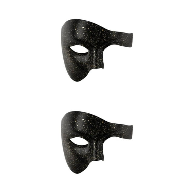 Wisewang Wide Application Half Face Mask For Various Occasions Half Face Masquerade Masks Made With Plastic Black gold dot 2Set