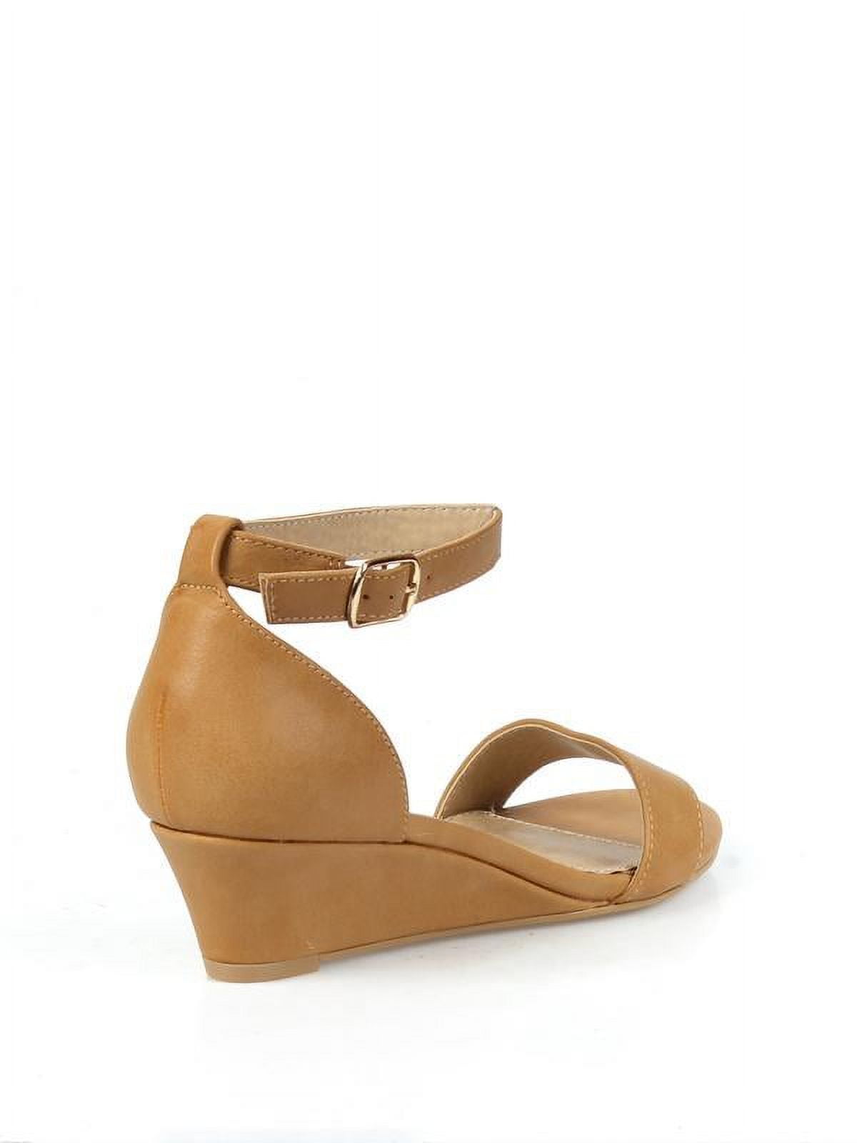 Mark and Maddux Two piece Women's Low Wedge Heel in Camel
