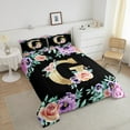 thumbnail image 4 of Erosebridal Monogrammed G Bedding Sets Full with Comforter, Rose Flower Comforter Sets Full Size, Vintage Fashion Reversible Duvet Insert, Lightweight Room Decorative, 3-Piece, 4 of 8