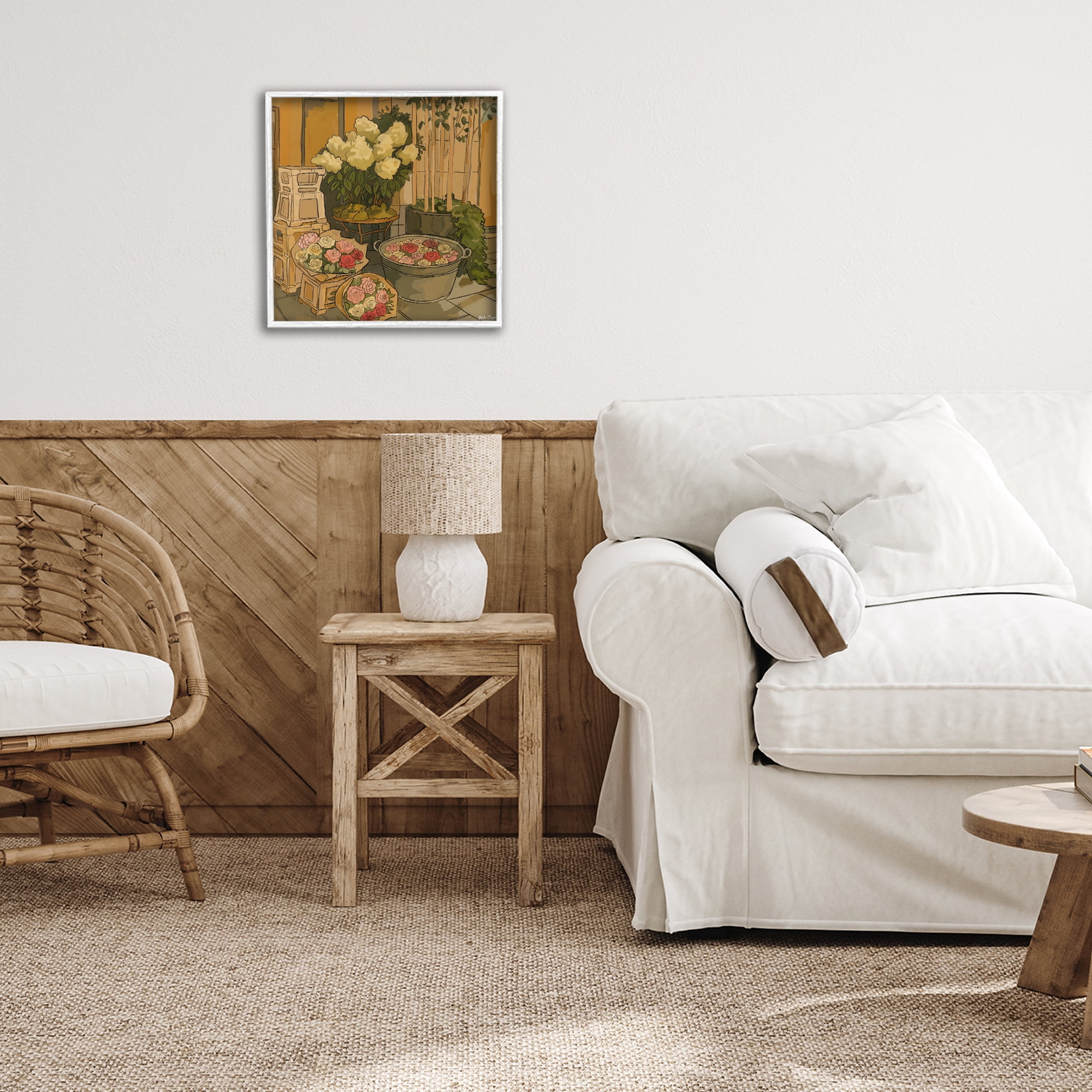 Stupell Industries London Town Flowers White Framed Giclee Art, design by Amelia Noyes