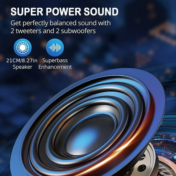 6000W Speaker, 8. 5-inch Dual Wireless Speaker, TWS Stereo Heavy Bass Loudspeaker, Large Size Portable Subwoofer Speaker, Party Sound System With Microphone, RGB Lights
