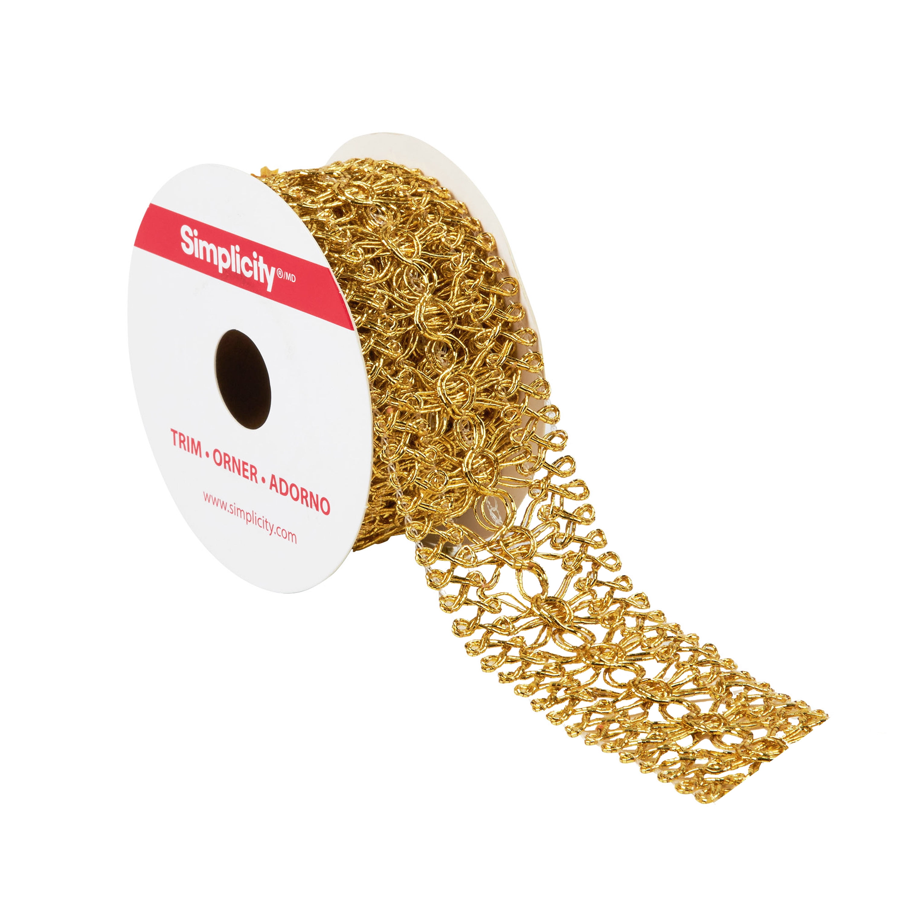 Simplicity Trim, Gold 1 5/8 inch Metallic Open Gimp Band Trim Great for
